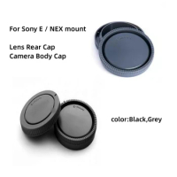 Rear Lens Cover+Body Cap Anti-dust Protection Plastic Grey For sony E mount a5100 A6000 a6300 a6500 NEXC3 5 5N 6 7 A7 A7II A7s