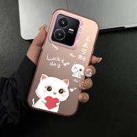เคสโทรศัพท์สำหรับ VIVO Y22S Y22 4G Y22S Y35 4G แมว กึ่งโปร่งใส บางเฉียบ ฝ้า