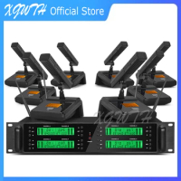 Digital UHF Wireless Microphone System 8 Desktop Table Conference Mic Electret Condenser Cardioid Gooseneck Mic Meeting Room