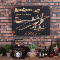 美式復古飛機黑板畫酒吧網咖餐廳咖啡廳墻面掛飾壁掛件裝飾木板畫