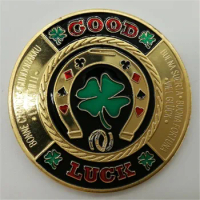 Casino Metal Chip Coins 4 Leaf Clover Poker Card Guard Protector Lucky Souvenir,5pcs/lot free shipping