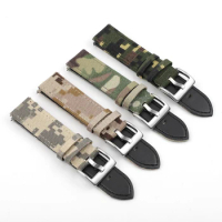 Military Camouflage Canvas Watch Band 20 22mm Army Waterproof Watch Strap For Seiko/Tudor Diver's Watches Belt