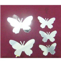 Fee shipping 40pcs /lot 6CM butterfly 3D acrylic mirror sticker , mirror scrapboking , phone sticker or other DIY accessory