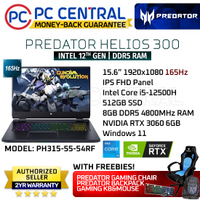 แล็ปท็อปเกมมิ่ง Acer Predator Helios 300 56DK (Ph315-55-56DK) Intel Core I5-12500h Rtx 3060 |   ศูนย