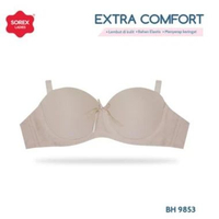 Sorex Bra Ada Kawat Extra Comfort Busa Pori Half Cup A-B Kait 2 BH 9853 Push UP Bra Nude 38