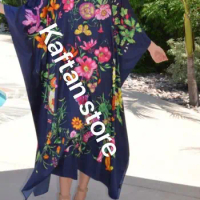 African Dresses For Women Beautiful Floral Boho Summer Silk Printed Kaftan Dress Kuwait Fashion Muslim Beach Long Abaya