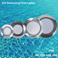 304 Stainless Steel IP68 Waterproof Level 12V 9W 12W 24W 36W Underwater LED Pond Light Color Changing LED Pool Light