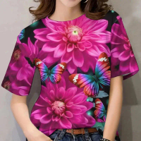 [D]Women's Water Splash T-shirt 2569 Flower Pattern Women's Flower Shirt 2026 Hawaii Women's Water S