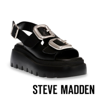 STEVE MADDEN-TRANSPORTER 扣寬帶厚底休閒涼鞋-黑色