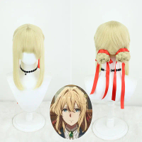 Rambut Palsu Cosplay, Warna Violet, untuk Violet Evergarden dan Taman Malam Violet, Gaya Updo Jalina