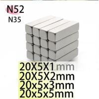 N52 20x5x1 20x5x2 20x5x3 20x5x5 N35 Square standardNeodymium Bar Block Strong Magnets Search customised Ndfeb Motor Generator