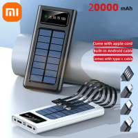 Xiaomi 20000mah Large Capacity Solar Charging Power Bank Comes With Four Wires Suitable Power Bank For Samsung Apple Huawei