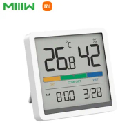 Xiaomi mijia Miiiw Mute Temperature And Humidity Clock Home Indoor High-precision Baby Room C/F Monitor 3.34inch Huge LCD Screen