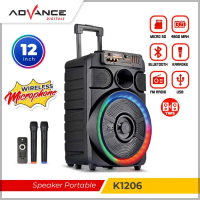 Advance Bluetooth Speaker Mic 12\ inch Ukuran Jumbo Speaker Portable K1206 with LED light wireless s