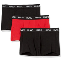 【HUGO BOSS】2022男時尚合身黑紅色四角內著混搭3件組-網