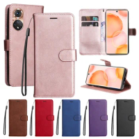 2024 Solid Color Wallet Case for Honor 50 50 lite 10i 20i 9X 9C 9A 9S 8A 8X 8C 8S Card Slots Flip Holster for Honor X30 X10 X9 X