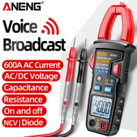 ANENG AT619 Digital Clamp Meter Voice Broadcast Multimeter AC/DC Ammeter Clamp Voltage Tester Voltmeter Ammeter Volt Amp Meter