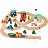 Simple Assembled Train Track Car Building Block Track Train Toy Set Compatible with Wooden Train Track Children Train Game PD29