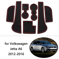 for VW Volkswagen Jetta A6 MK6 5C6 2012~2016 Rubber Anti-slip Mat Door Groove Cup Pad Rug Cushion Gate Coaster Car Accessories