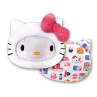 【Hello Kitty】凱蒂貓 大臉造型 可視透明暖手枕 抱枕 午安枕 腰靠枕 沙發枕 38x33cm(正版授權)