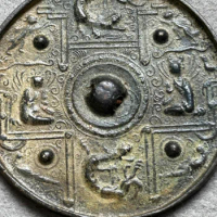 Bronze Mirror: Tang Dynasty, Han Dynasty, Bronze Mirror, Exquisite and Mellow Craftsmanship (Four Dragons Inscription)