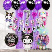 Paket Set Dekorasi Ulang Tahun Kuromi cinnamarol my melody sanrio tirai angka Balon