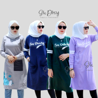 Six Diary Six Diary Atasan Wanita Long Tunik Belah Pinggir Cotton Combed 20s Nyaman Lembut