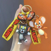 พวงกุญแจรถ Tom and Jerry ดีไซน์การ์ตูนสร้างสรรค์ จี้กระเป๋าเป้สะพายหลังน่ารัก คู่ Tom Jerry
