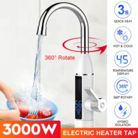 3000W 220V Electric Kitchen Water Heater Tap Instant Hot Water Faucet Heater Cold Heating Faucet Digital Tankless Water Heater