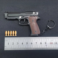1: 3 Beretta M92A1 Model Shell Ejection Alloy Toy Gun Detachable Mini Pistol Keychain Pendant Birthday Gift for Adult Children