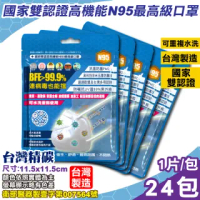 【台灣精碳】N95醫用口罩 1入X24包(國家認證 可水洗重複使用 台灣製)