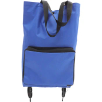Homsfou Foldable Shopping Bag Wheels Collapsible Shopping Cart Shopping Trolley Bag