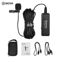 BOYA BY-DM10 UC Lavalier Microphone Omnidirectional Lapel Clip-on Video Mic for Type-C Smartphone Tablet USB Computer Laptop PC