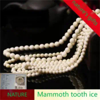 Natural Russian Siberian Mammoth Ivory Primary Color Bracelet With White Ice Material Full Bead Bracelet For Men And Women