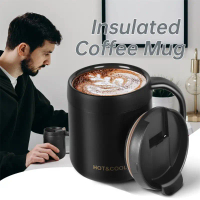 【Ghot】 350/500ml Insulated Coffee Mug with Handle Stainless Steel Insulated Mug Coffee Tumbler Therm