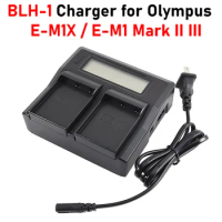 BLH-1 Charger BLH1 LCD Dual Charger for Olympus E-M1X E-M1 Mark III BCH-1 BCH1 BLH1 BLH-1 Battery Charger