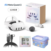 Meta Quest 3 128G VR主機+收納包+貓咪類比套 送數據傳輸線 3米(USB A轉C)