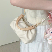 Beg Awan Berlipat Pegang Tangan, Bahan Kayu, Untuk Wanita, Niche Bergaya, Beg Ketiak, Beg Selempang 