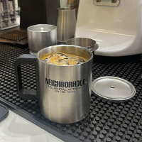 潮牌NBHD雙層304不銹鋼馬克杯隔熱水杯咖啡家用把手口杯露營杯子-創美