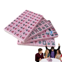 Mini Mahjong Set Portable Clear Engraved Mahjong Sets Mini Tile Game Travel Accessories For Travel Schools Trips Dormitories