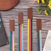 1Pc Artificial Leather Bookmark With Colorful Ribbon Bookmark Reading Markers Multi Leatherette Practical Books Page Supplies