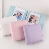 Mini Rectangular 3Ring PU Leather Slip-in Photo Album Binder Postcard  Photocard Sleeve Cardbook Notebook Kawaii