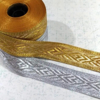 A✉E1 Renda / Pita Gamis Motif V Lebar 3 Cm Warna Emas / Perak (15 Meter) S✉8U