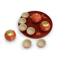 Chinese Wedding Teapot Teacup Tea Pot Cup Bowl Set Ceramic Teaware Creative Customized Bride Gift Dowry Marriage Celebration