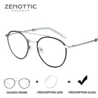 ZENOTTIC Titanium Prescription Glasses Men Women Myopia Hyperopia Optical Anti-Blue-Ray Eyeglasses Frame Photochromic Eyewear