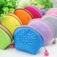 20pcs High End Small Zipper Shell Coin Purse Chinese Gift Packaging Bag Natural Mulberry Silk Jewelry Pouch Chinese Favor Box