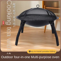 Multifunctional folding camping grill, indoor heating bbq grill outdoor, portable charcoal grill, barbecue table