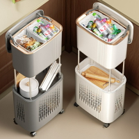 免運 開發票 垃圾桶 家用廚房奶油風可移動可分類垃圾桶多層置物架大容量收納夾縫架-快速出貨