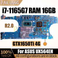 For ASUS UX564EH Notebook Mainboard R2.0 i7-1165G7 GTX1650Ti RAM 16GB Laptop Motherboard Full Tested
