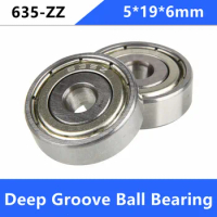100pcs/lot 635ZZ 635-ZZ 635 ZZ 5*19*6mm Deep Groove Ball bearing Mini Miniature Ball Bearings 5x19x6mm